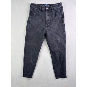 Hollister Ultra High-Rise Mom Jeans Faded Black Raw Hem Size 10R W30R